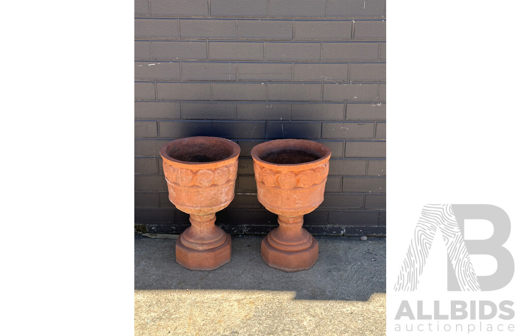 Pair of Vintage Terracotta Plinth Urns