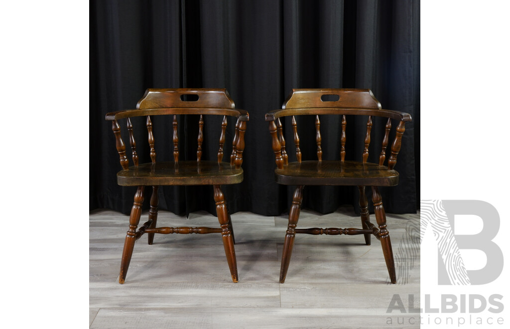 Pair of Oak Captains Chairs