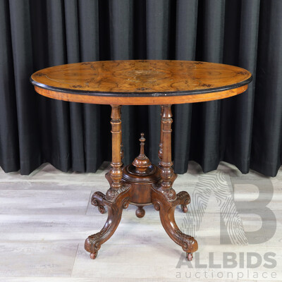 Victorian Inlaid Walnut Side Table