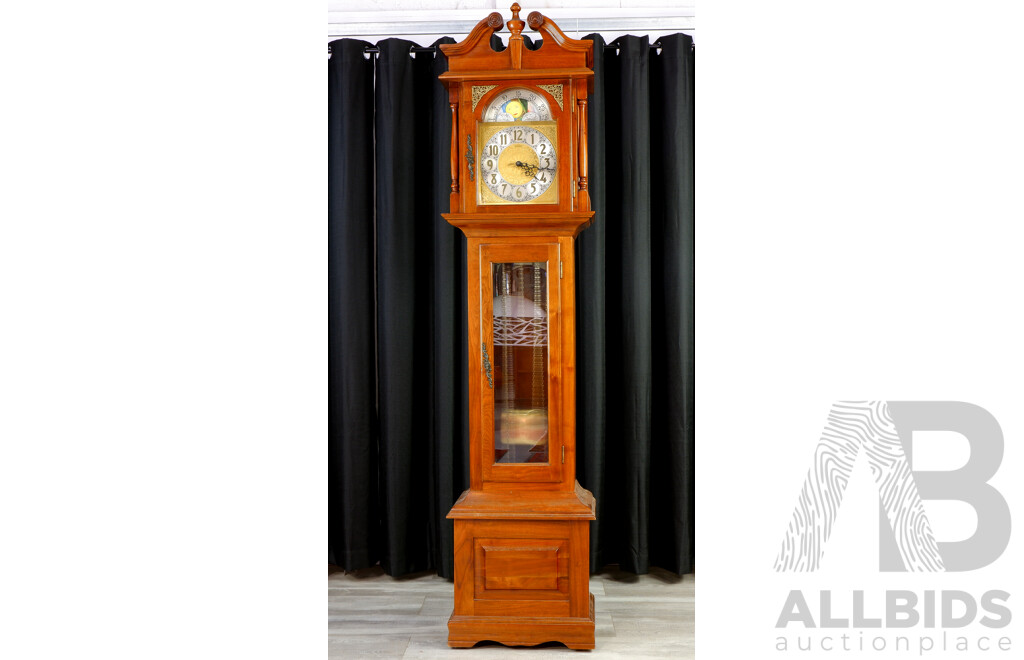 Mahogany Long Case Clock with Metal Dial