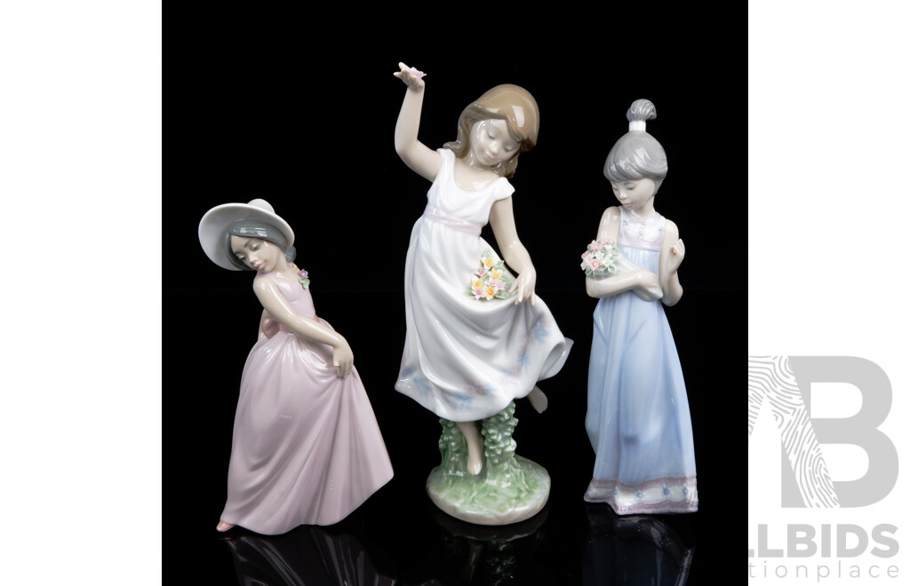 Collection Three Lladro Porcelain Child Figures Including 1999 Event Figure