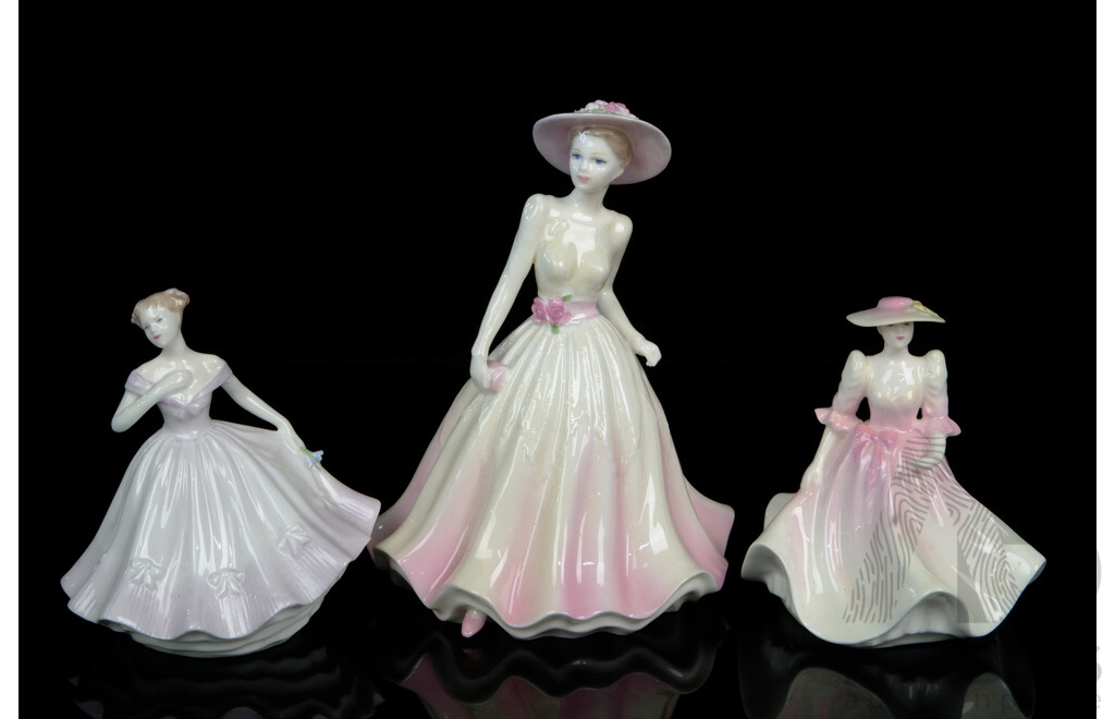 Collection Three Coalport Porcelain Lady Figures Including Ladies of Fashion Jennifer Hand Decorated, Modelled and Signed by Martin Evans