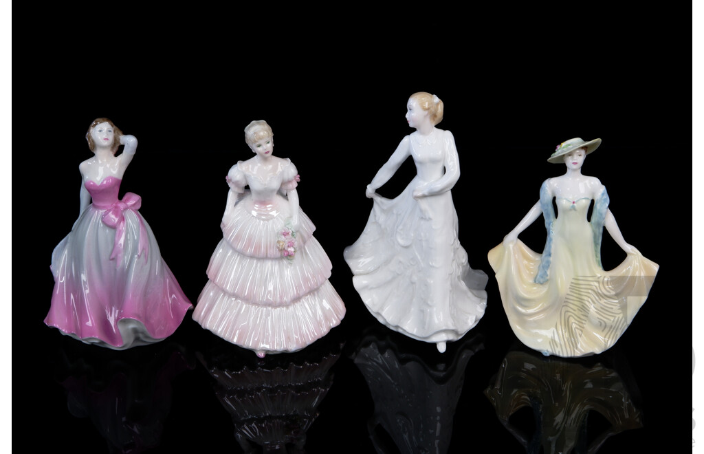 Collection Three Coalport Porcelain Lady Figures & One Royal Doulton Example