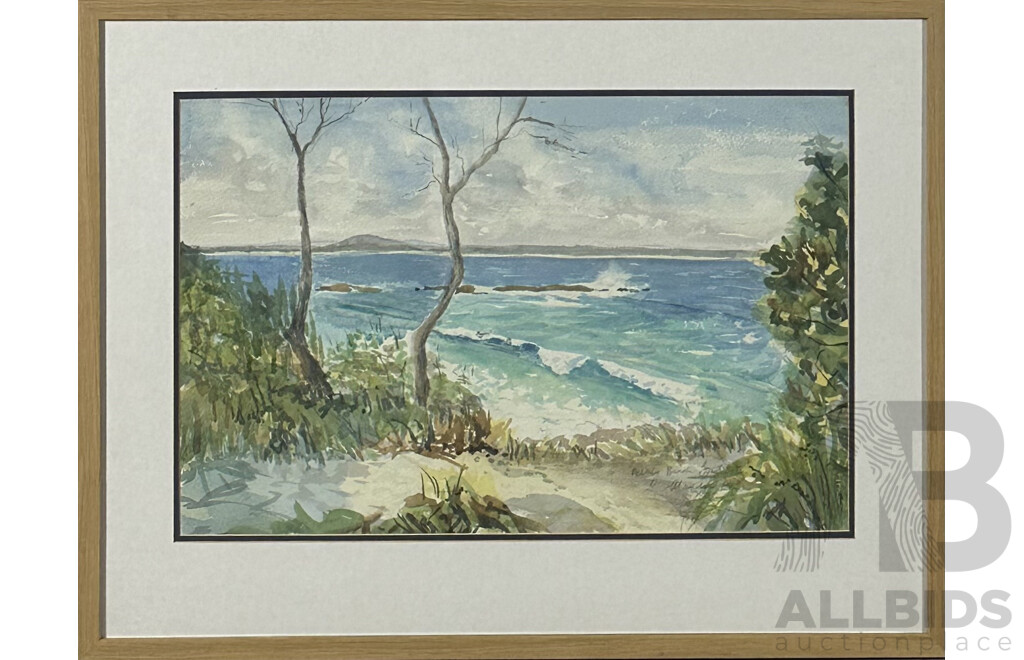 Marilyn Ecob, (20th Century, Australian), Pebbly Beach Forster and Lambrigg Homestead, Watercolour on Card