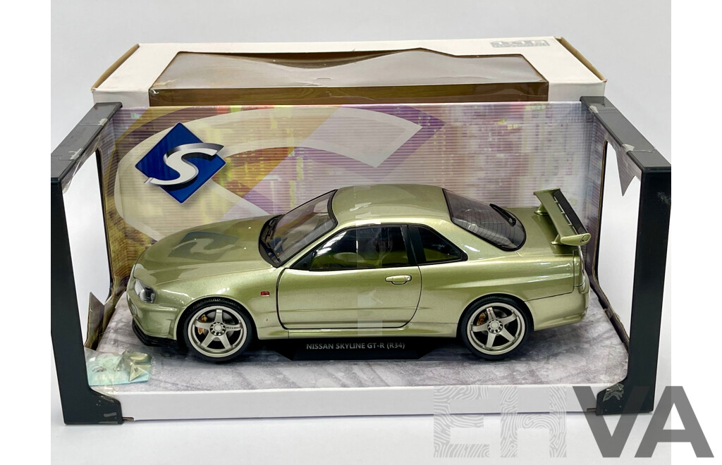 Solido Nissan Skyline R34 GT-R Modified Millennium Jade Green Metallic 1:18 Scale - New