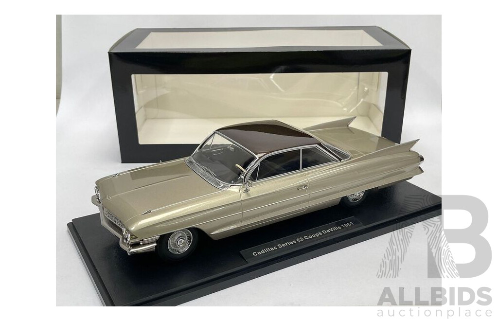 KK-Scale 1961 Cadillac Series 62 Coupe DeVille Beige Metallic 1:18 Scale Model Car- New