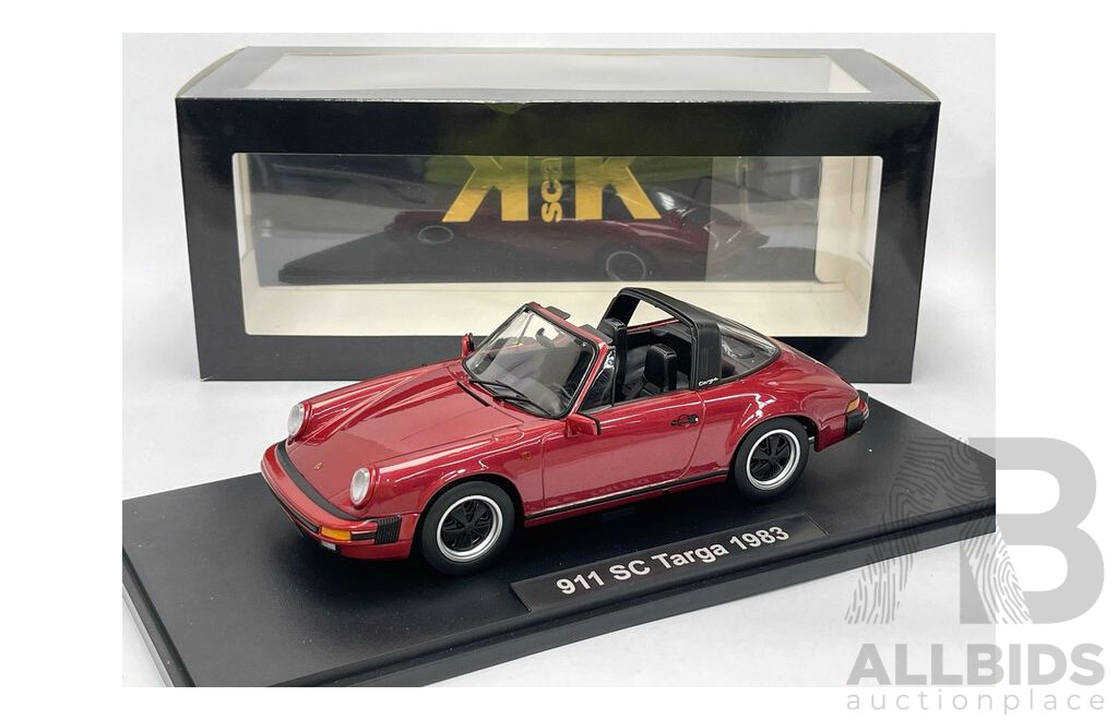 KK-Scale 1983 Porsche 911 SC Targa W Removeable Roof Red Metallic / Silver 1:18 - New