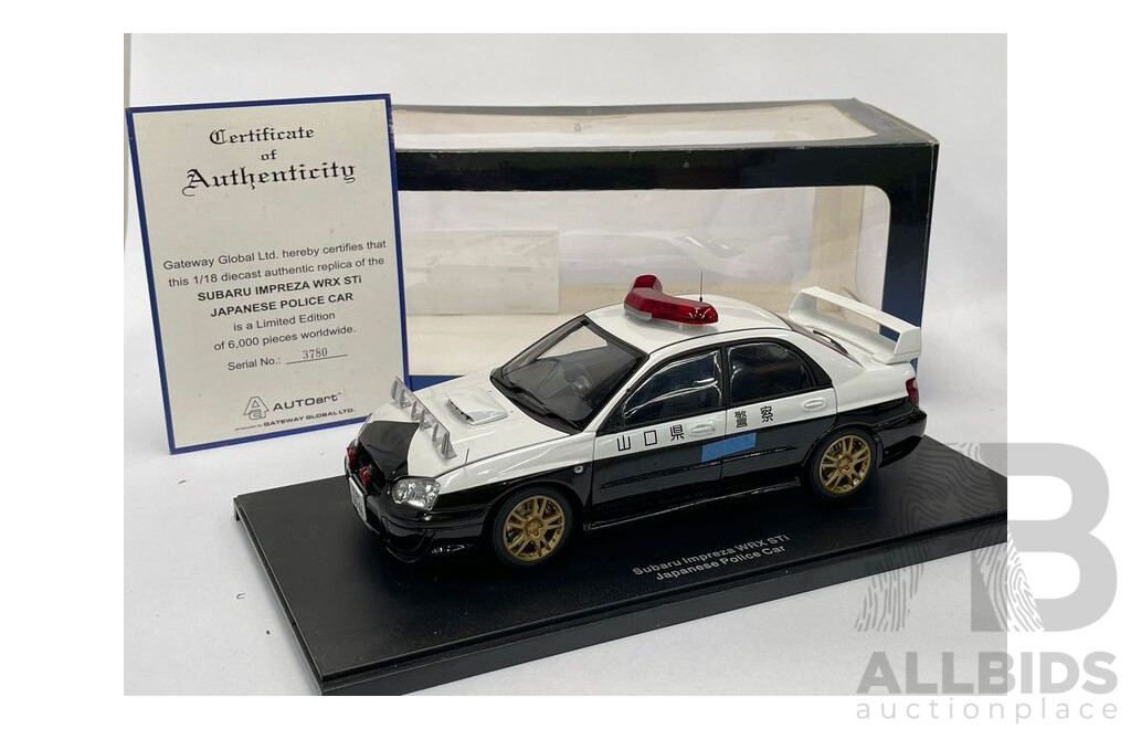 Auto Art 2008 Subaru Impreza Japanese Police Car 1:18 Scale Model Car