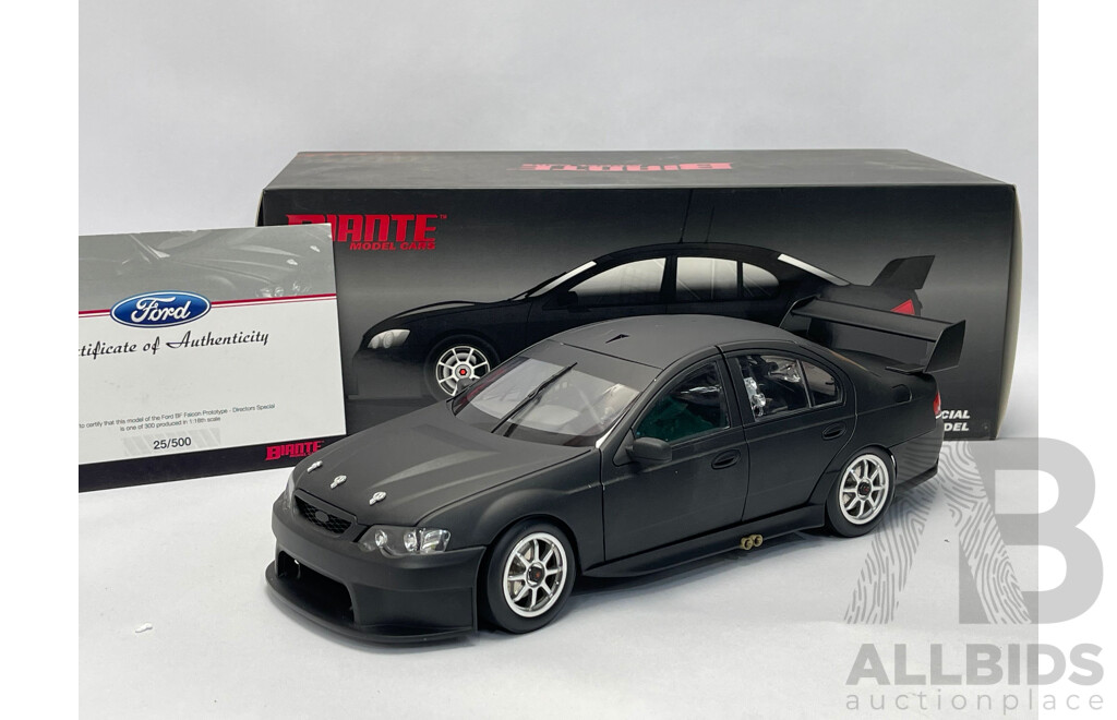 Biante Ford Falcon BF Prototype Directors Special Plain Body Satin Black 1:18 Scale Model Car