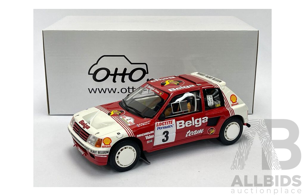 Ottomobile 1985 Peugeot 205 T16 Group B Belga #3 OT647 1:18 Scale Model Car - New