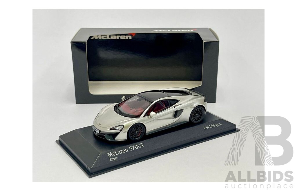 Genuine 2017 McLaren 570GT Silver Metallic by Minichamps 1:43 Scale - New