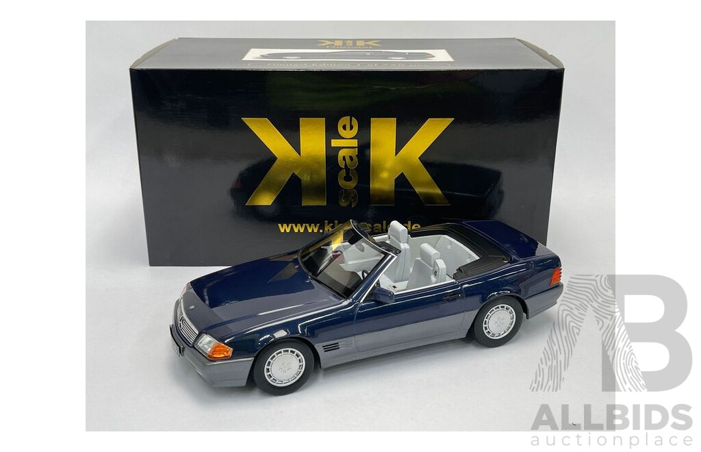 KK-Scale Mercedes Benz R129 SL500 Convertible & Hardtop Blue Metallic Two Tone 1:18 - New