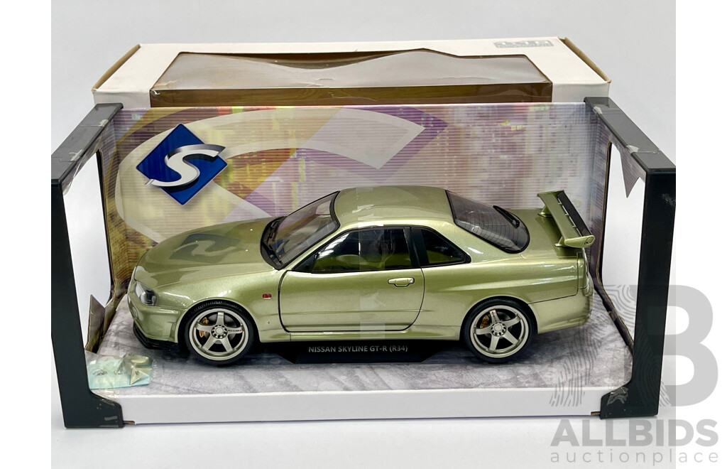 Solido Nissan Skyline R34 GT-R Modified Millennium Jade Green Metallic 1:18 Scale - New