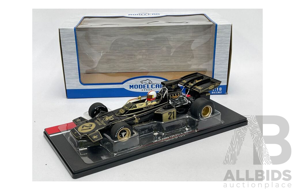 Model Car Group 1972 Lotus Ford 72D John Player Special #21 D.Walker Spanish GP 1:18 - New