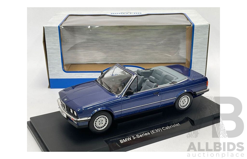 Model Car Group BMW 325i E30 Convertible Blue Metallic 1:18 - New