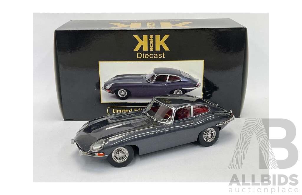 KK-Scale 1961 Jaguar E-Type Series 1 LHD Coupe Grey Metallic 1:18 Scale Model Car - New