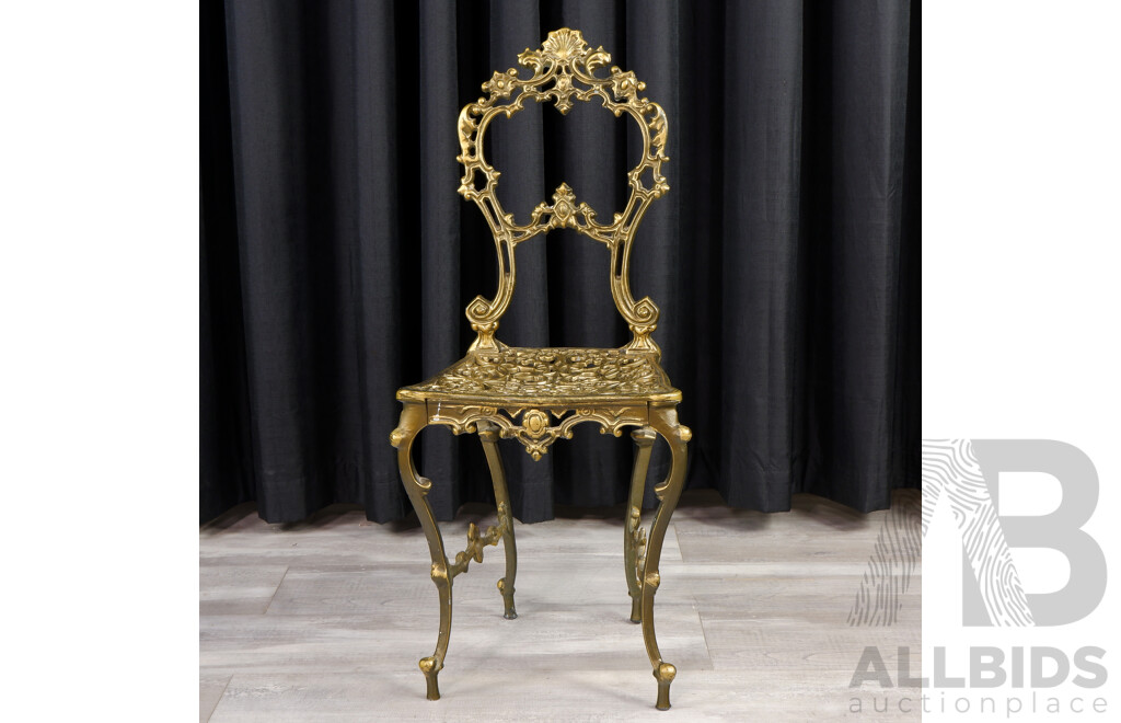 French Brass Filigree Bedroom Chair