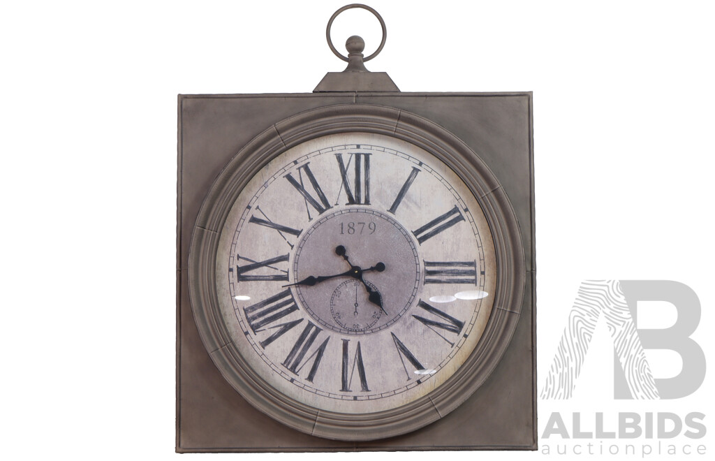 Large Pressed Tin Reproduction Wall Clock