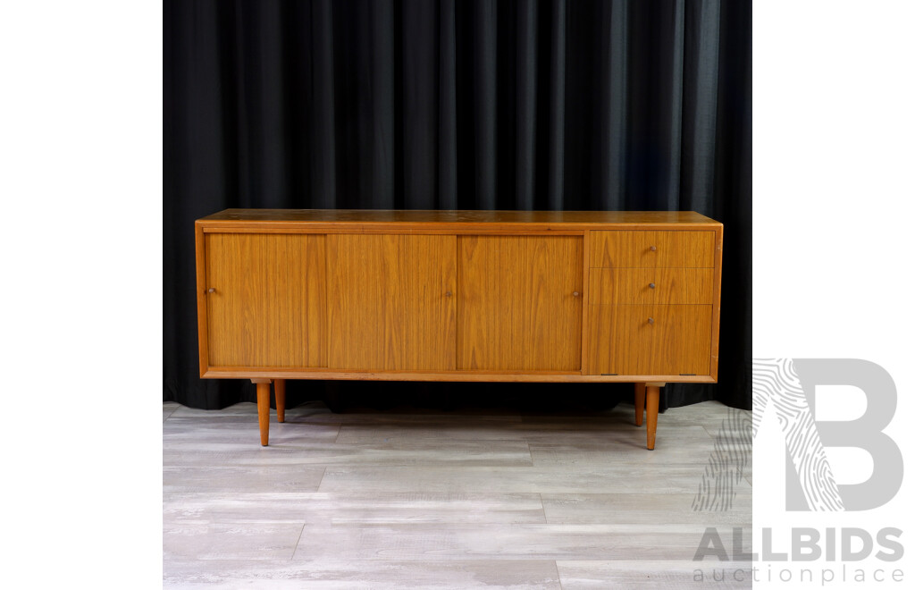 Mid Century Three Door Sideboard with Three Drawers