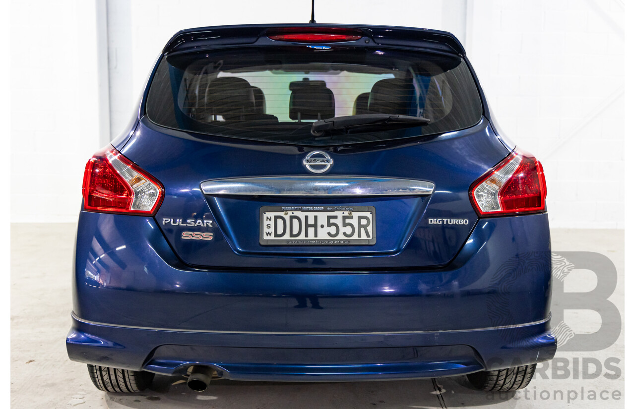 8/2015 Nissan Pulsar SSS C12 SERIES 2 5d Hatchback Deep Sapphire Metallic Turbo 1.6L