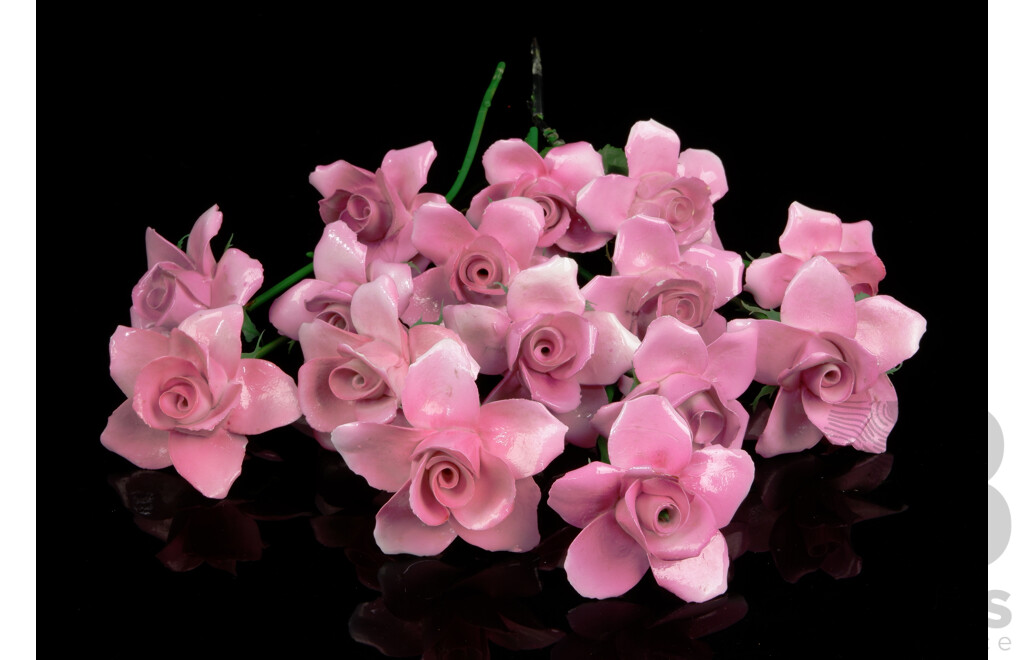 Set 15 Pink Porcelain Roses