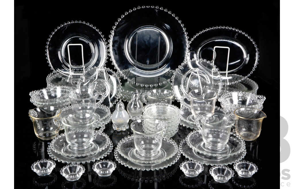 Vintage American Ohio Candlewick Glass 58 Piece Dinner Service for Six