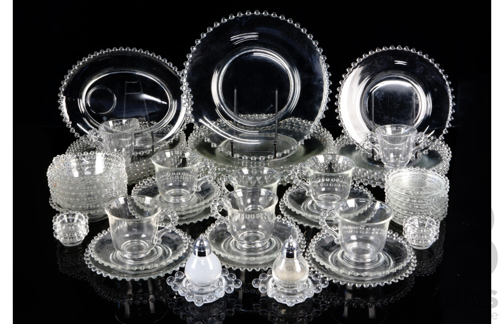 Vintage American Ohio Candlewick Glass 58 Piece Dinner Service for Six