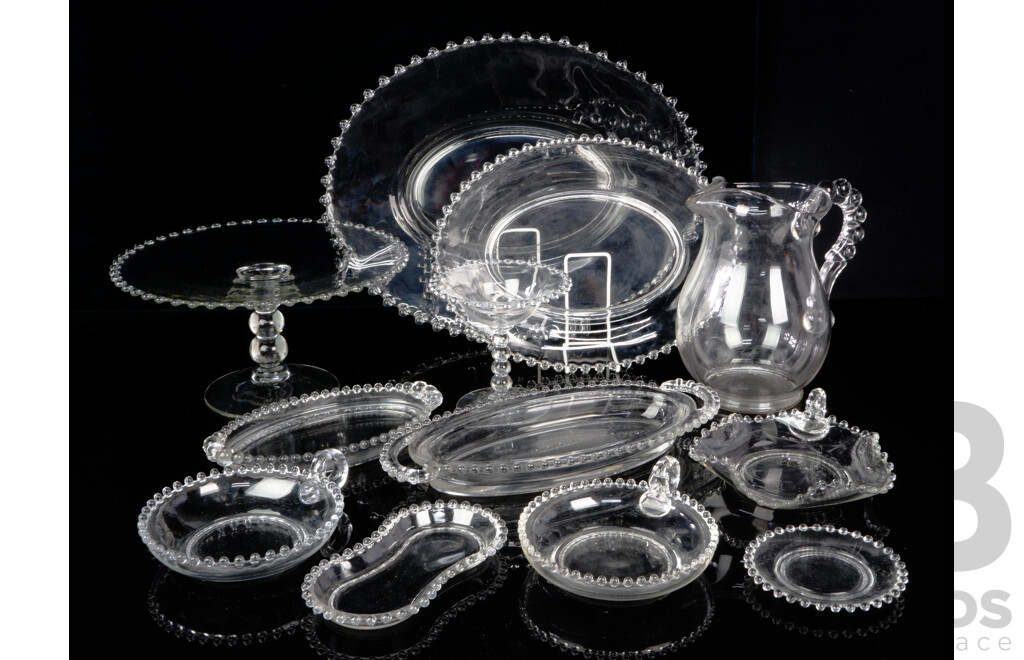 Collection Vintage American Ohio Candlewick Glass Wear Including Cake Stand, Serving Ware and More