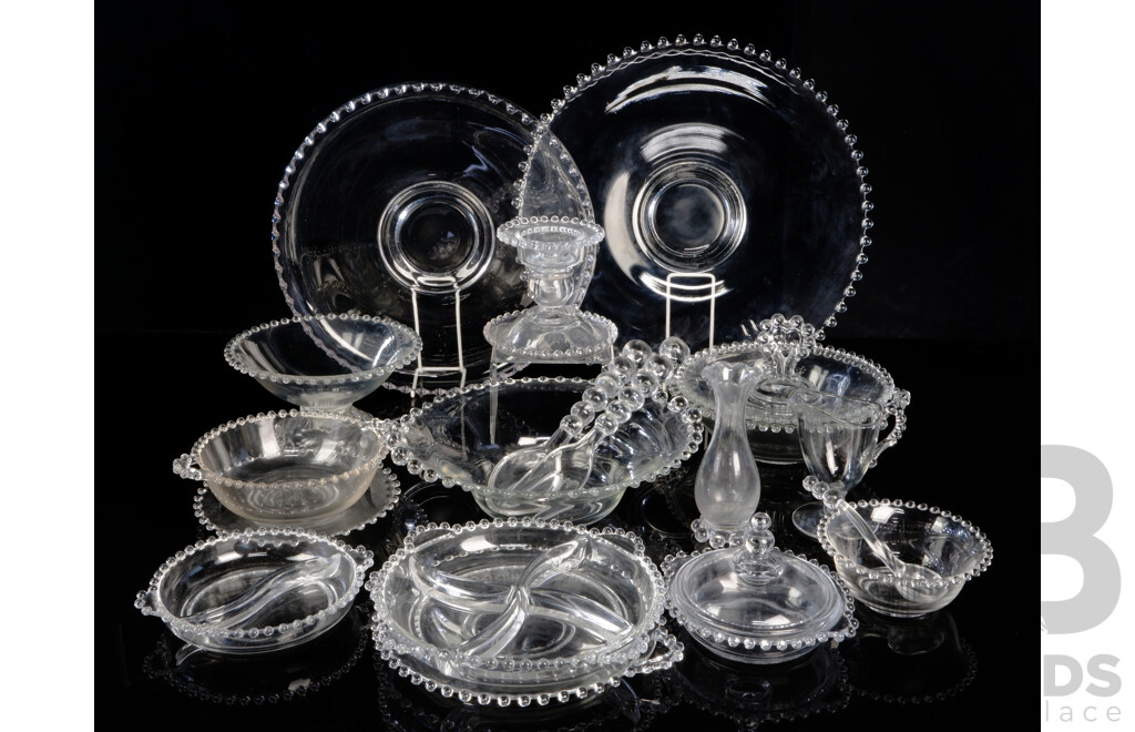 Collection Vintage American Ohio Candlewick Glass Wear Including Large Platters, Serving Ware and More