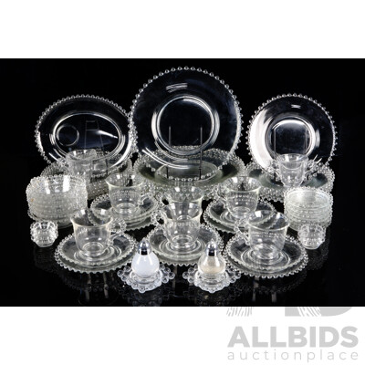 Vintage American Ohio Candlewick Glass 58 Piece Dinner Service for Six