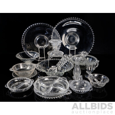 Collection Vintage American Ohio Candlewick Glass Wear Including Large Platters, Serving Ware and More