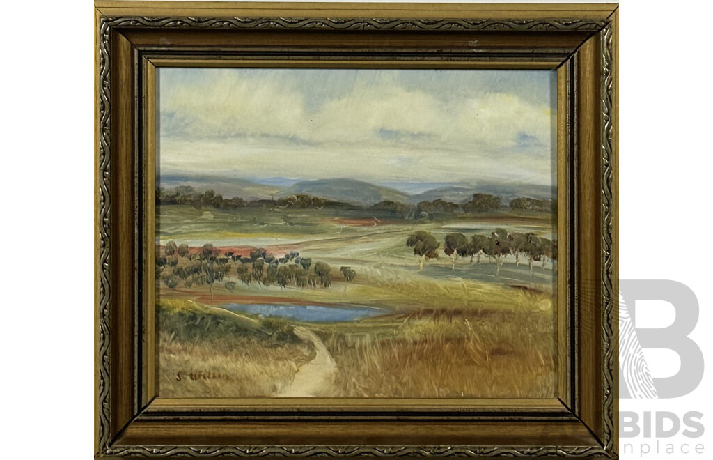 S. Wilson, Country Landscape, Oil on Board, 24 X 29 Cm (image)