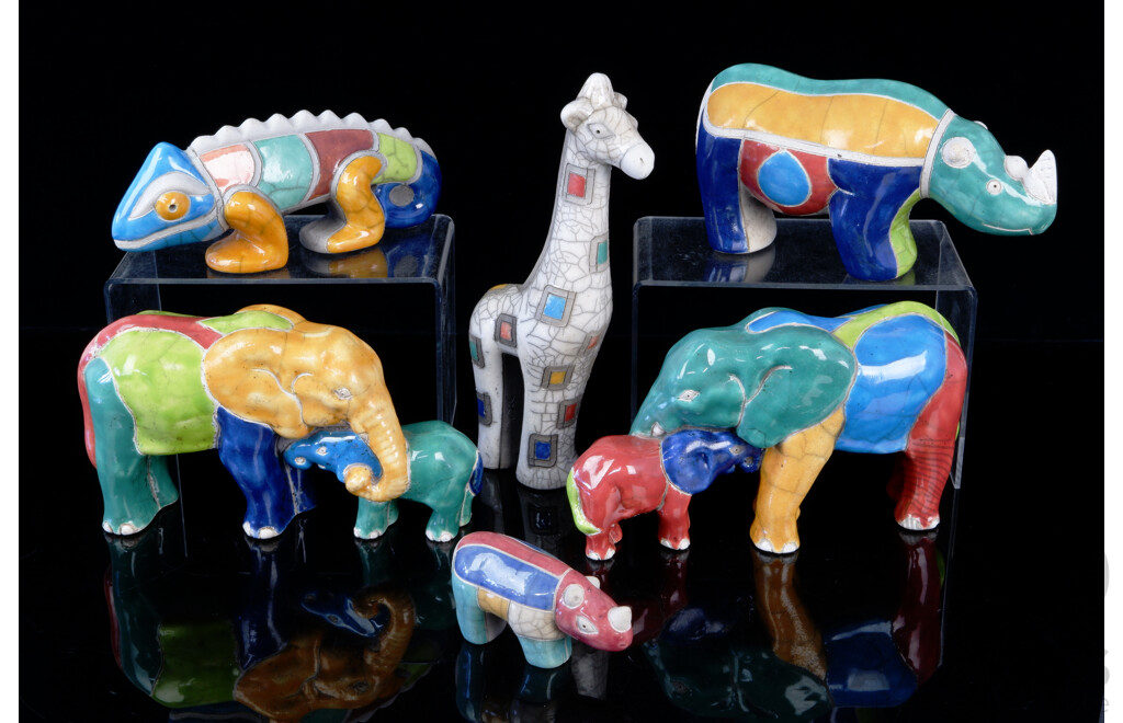 Collection South African Raku Glazed Animal Figures