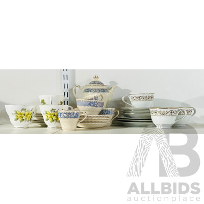 Collection of Porcelain Duos and Trios Including Set of Nine Noritake in Westbury Pattern and More