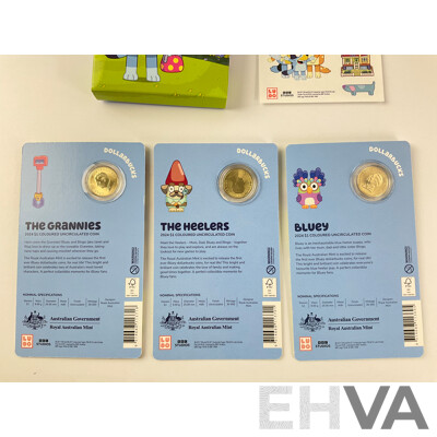 Australian 2024 RAM Commemorative UNC One Dollar Coins - Bluey Dollarbucks (3)