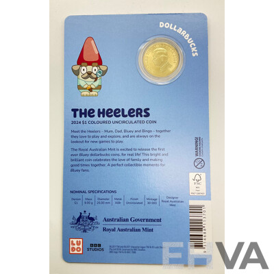 Australian RAM Commemorative UNC One Dollar Coin - Bluey 'The Heelers'