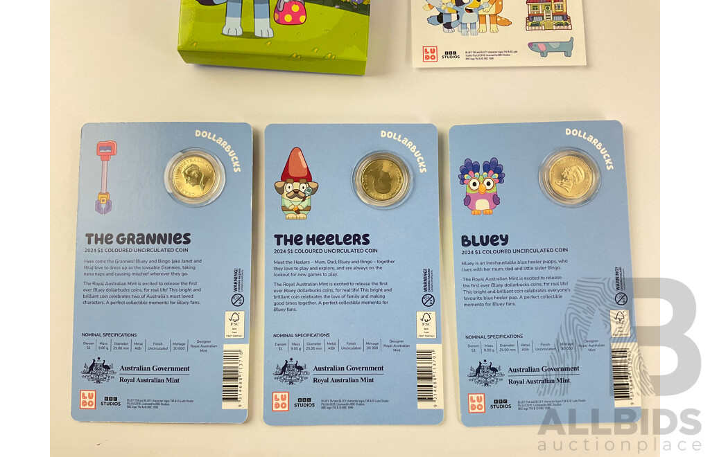 Australian 2024 RAM Commemorative UNC One Dollar Coins - Bluey Dollarbucks (3)