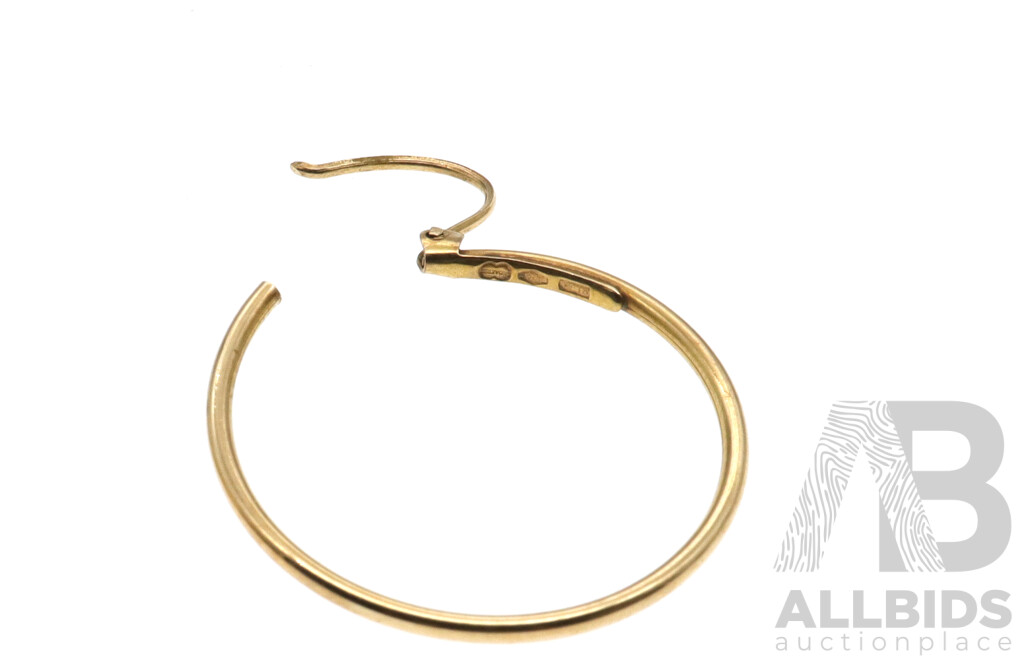 9ct Yellow Gold Fine Hoop Earrings, 30mm Long, 1.50 Grams