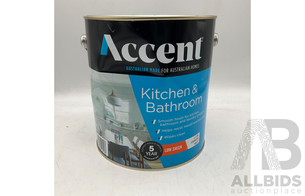 ACCENT Kitchen & Bathroom Low Sheen White 4L