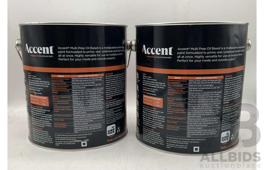 ACCENT Multi Prep Oil Based 4L - Lot of 2