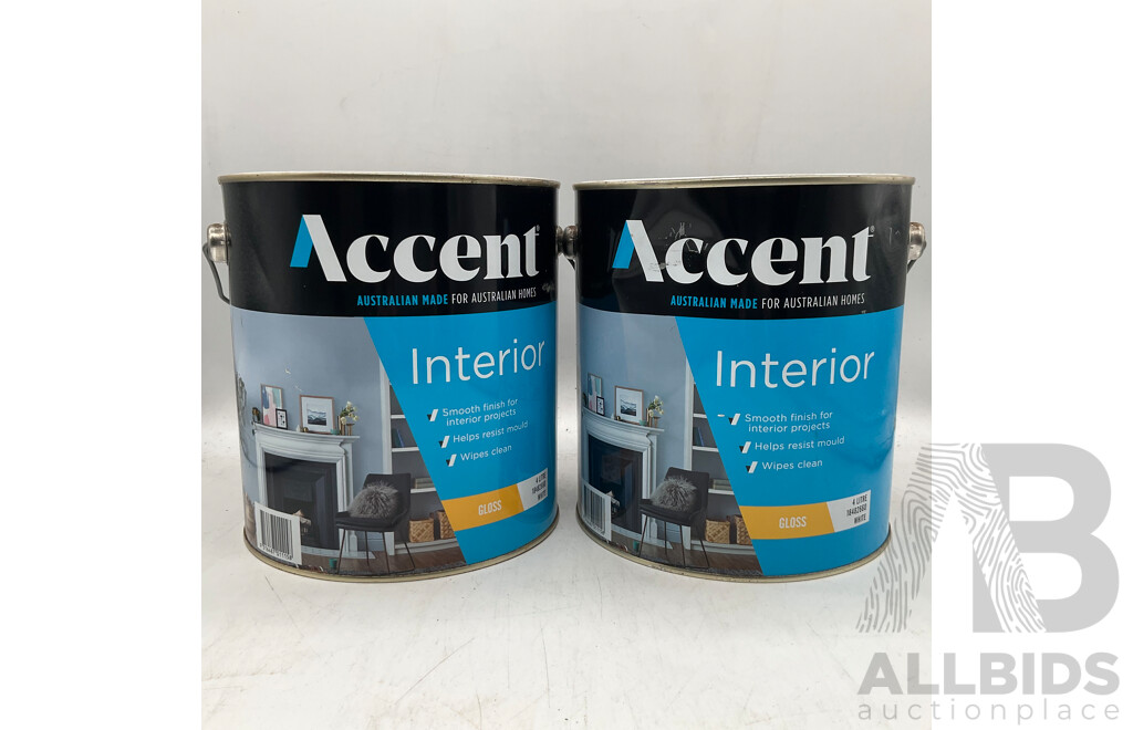 ACCENT Interior Gloss White 4L - Lot of 2