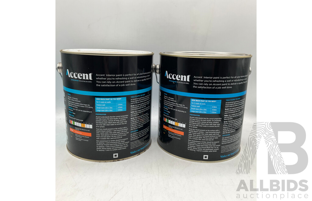 ACCENT Interior Low Sheen Extra Deep 4L - Lot of 2