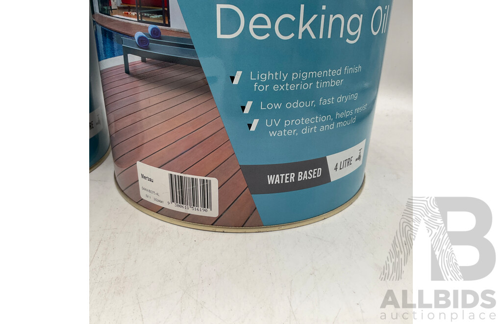 ACCENT Water Based Decking Oil Merbau 4L - Lot of 2