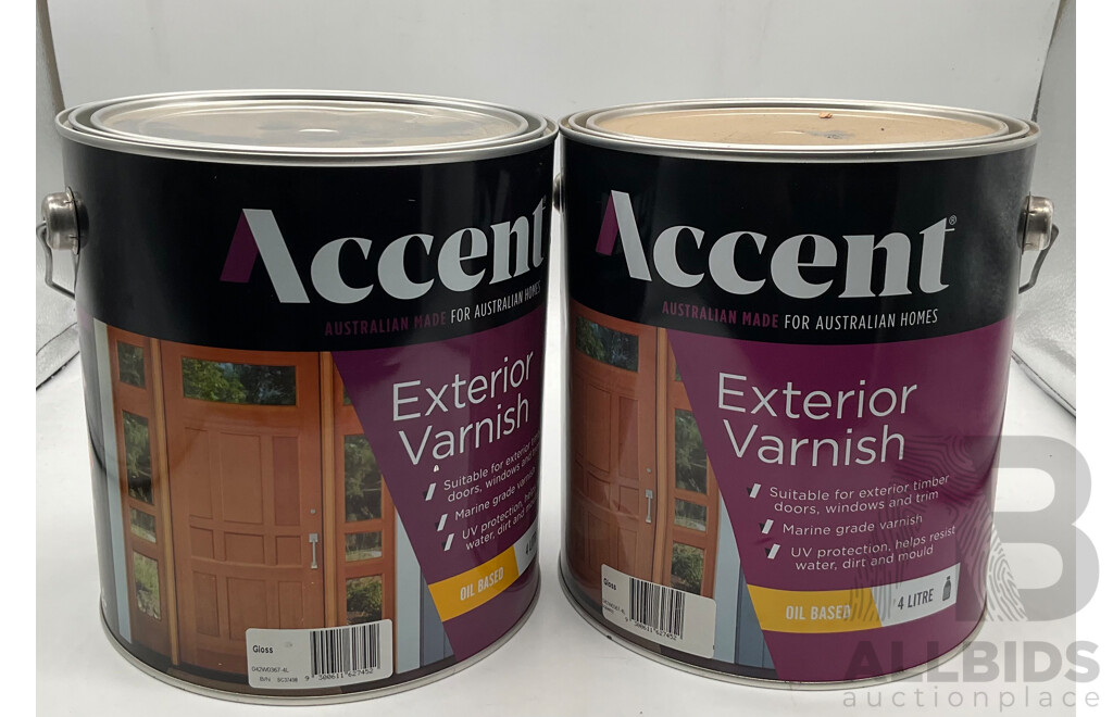 ACCENT Exterior Varnish Oil Based Gloss 4L - Lot of 2