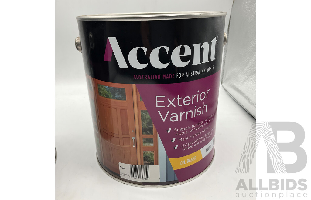 ACCENT Exterior Varnish Oil Based Gloss 4L - Lot of 2