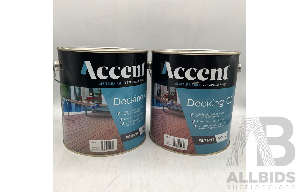 ACCENT Water Based Decking Oil Netural 4L - Lot of 2