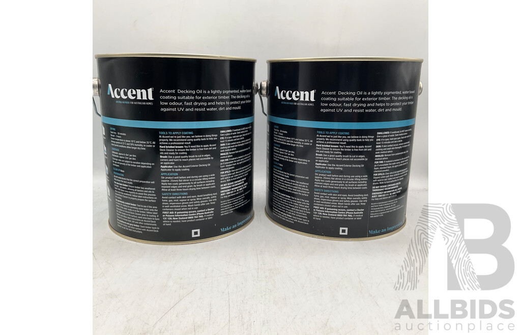 ACCENT Water Based Decking Oil Netural 4L - Lot of 2