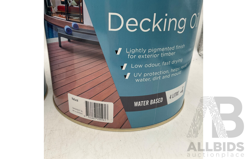 ACCENT Water Based Decking Oil Netural 4L - Lot of 2