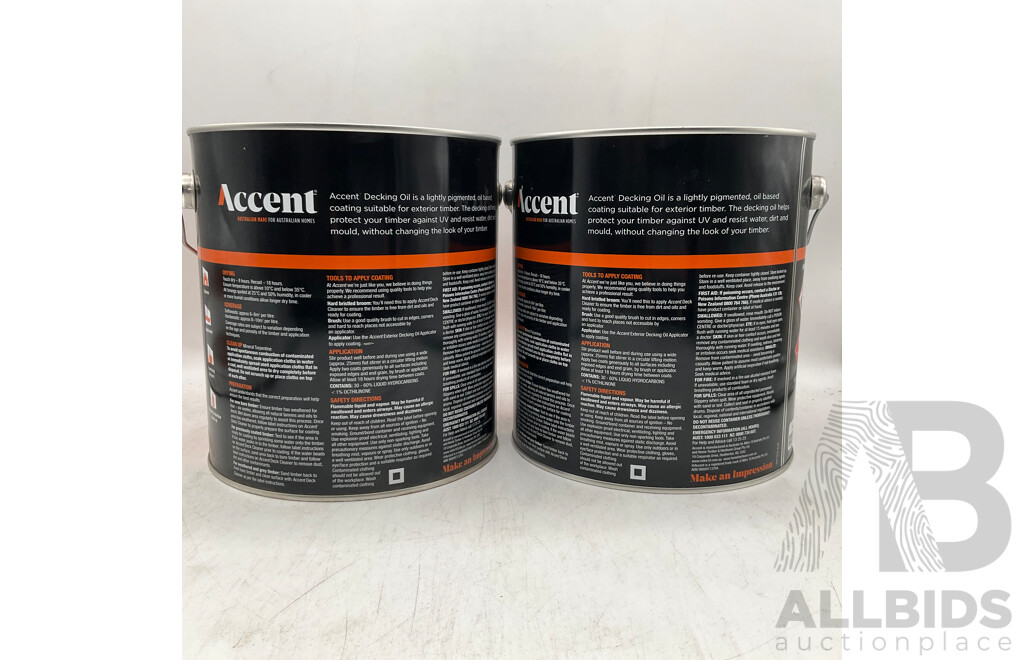 ACCENT Oil Based Decking Oil Merbau 4L - Lot of 2