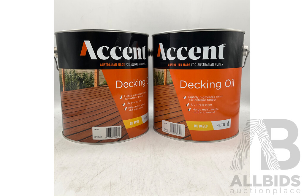 ACCENT Oil Based Decking Oil Jarrah 4L - Lot of 2